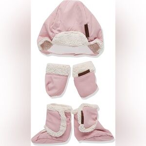 JJ Cole Baby Bomber Hat Mitten Bootie Set 0 to 6 Months Light Pink Baby Girl